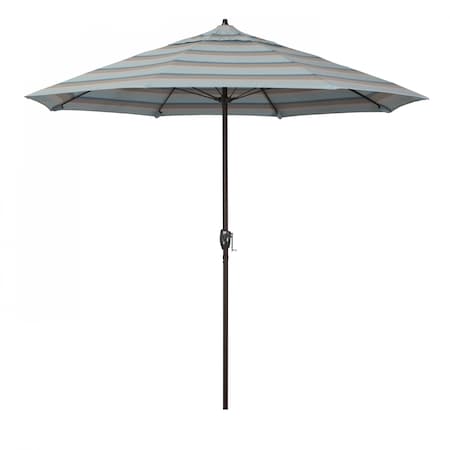 9' Bronze Aluminum Market Patio Umbrella, Sunbrella Gateway Mist